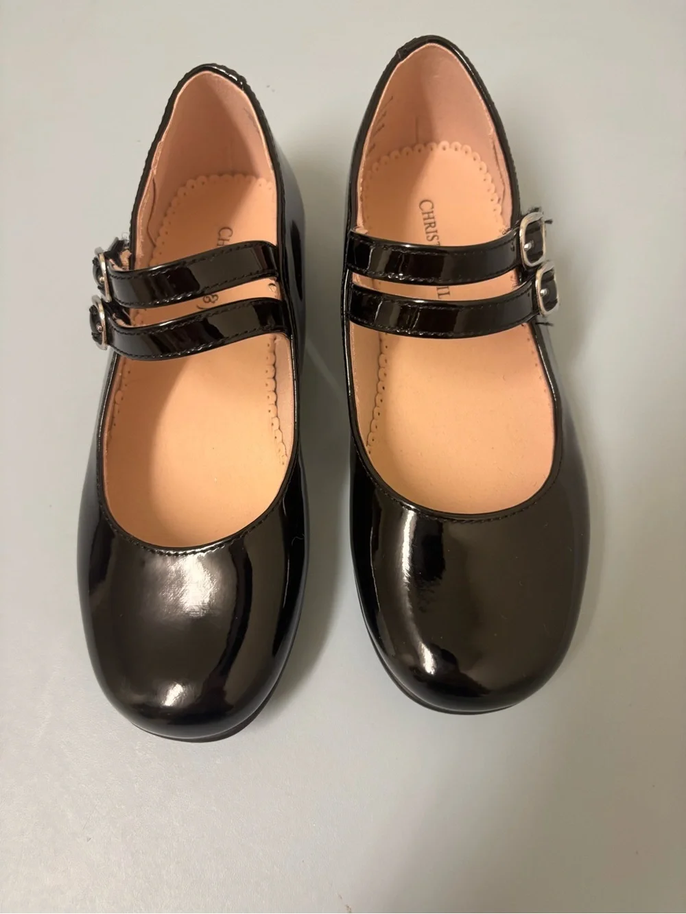 Christie & Hill Kids Black Patent Double-Strap Mary Jane Dress Shoes. New no box